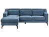 Canapé d'angle côté droit 4 places en tissu bleu GLOSLI_915425