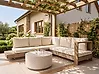 Garden Corner Sofa 5 Seater MARETTIMO Certified Acacia Wood Off-White Left Hand