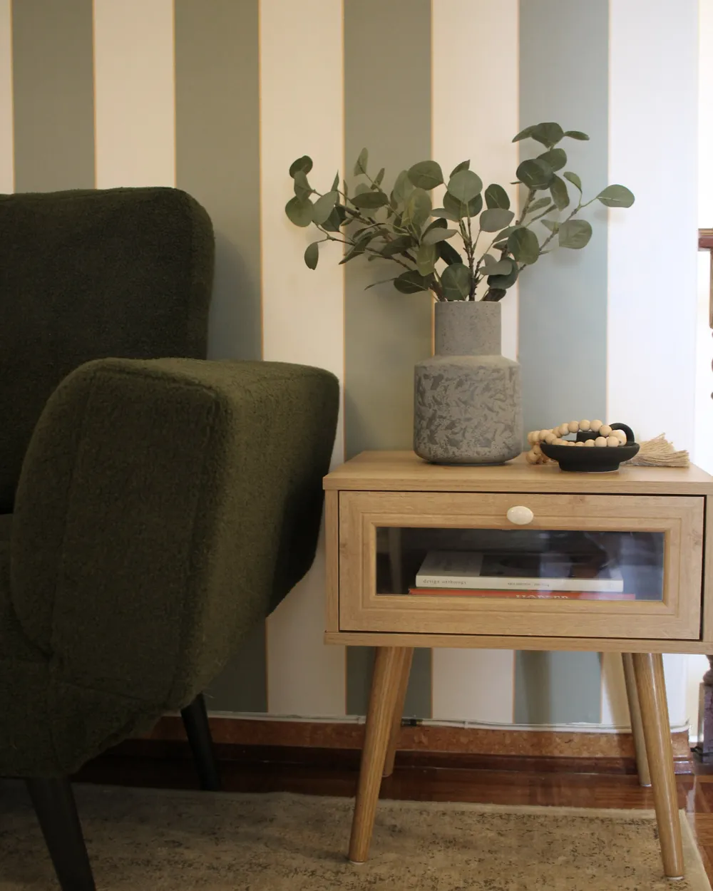 1 Drawer Bedside Table ALBANY Light Brown_982976
