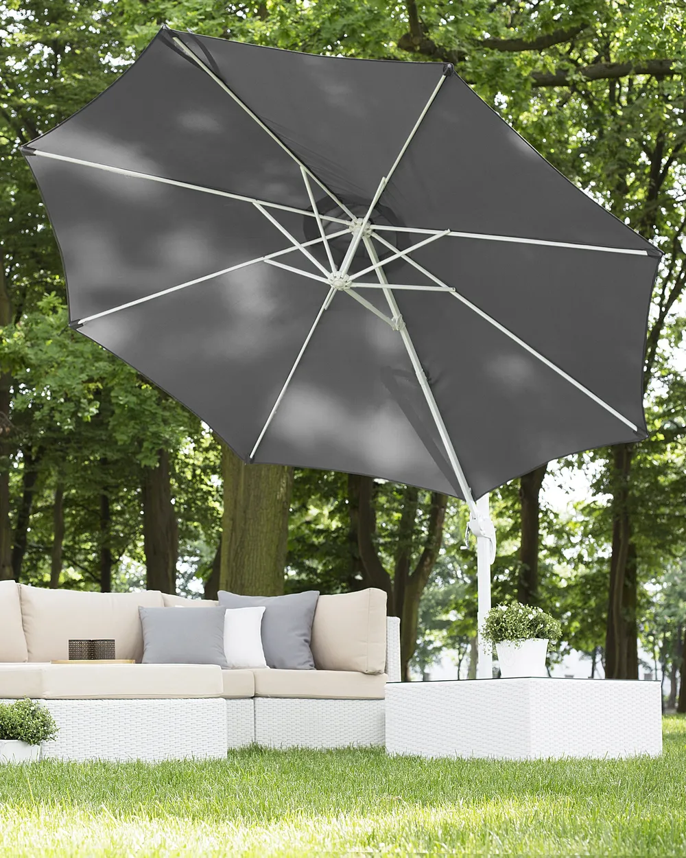 Parasol ogrodowy na wysięgniku 300 cm SAVONA Ciemnoszary Szary_699605