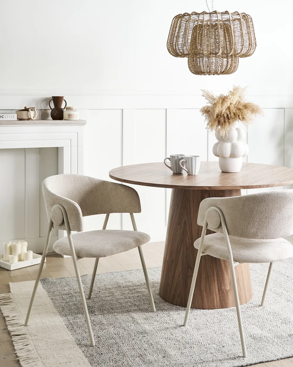 Set of Dining Chairs ALANSON Chenille Light Beige