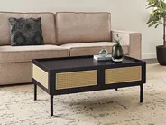 Coffee Table CULLEN with Storage Rattan Black_953568