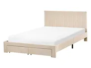 Bett mit Schubladen LONZAC Samtstoff Beige 140 x 200 cm_1014629