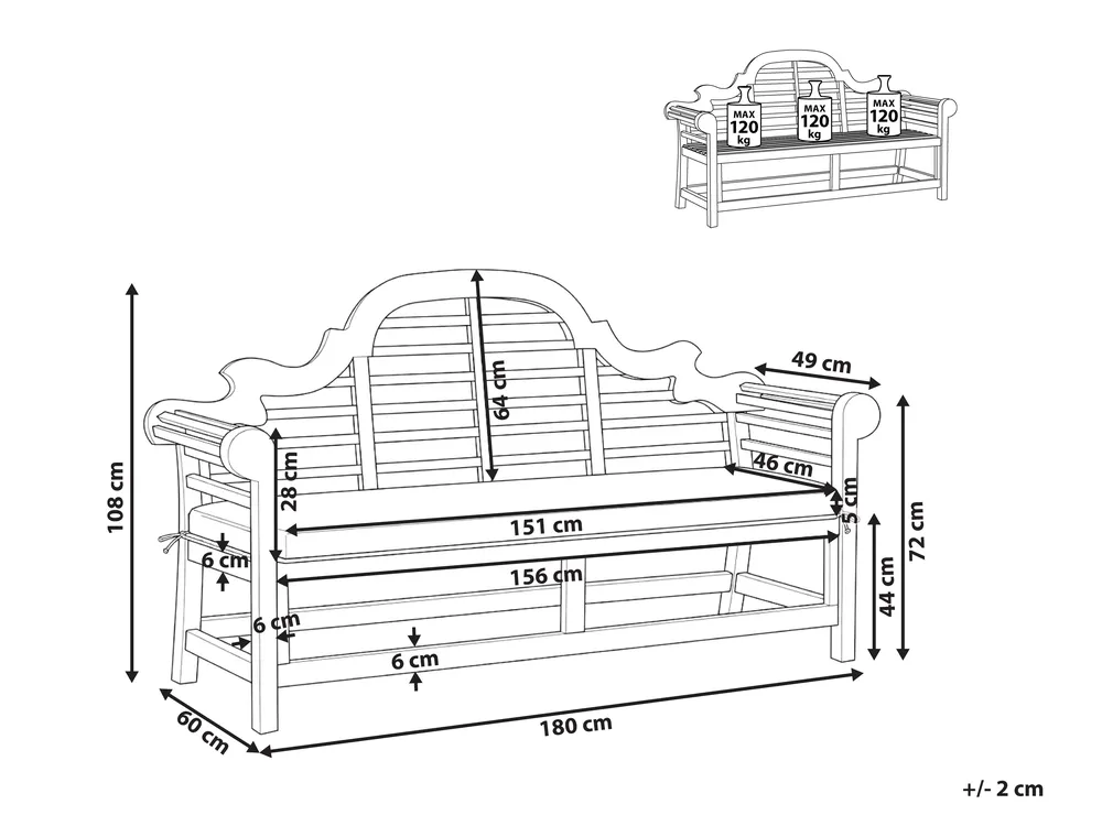 Garden Bench with Cushion MARLBORO 180 cm Acacia Wood Blue_1153757