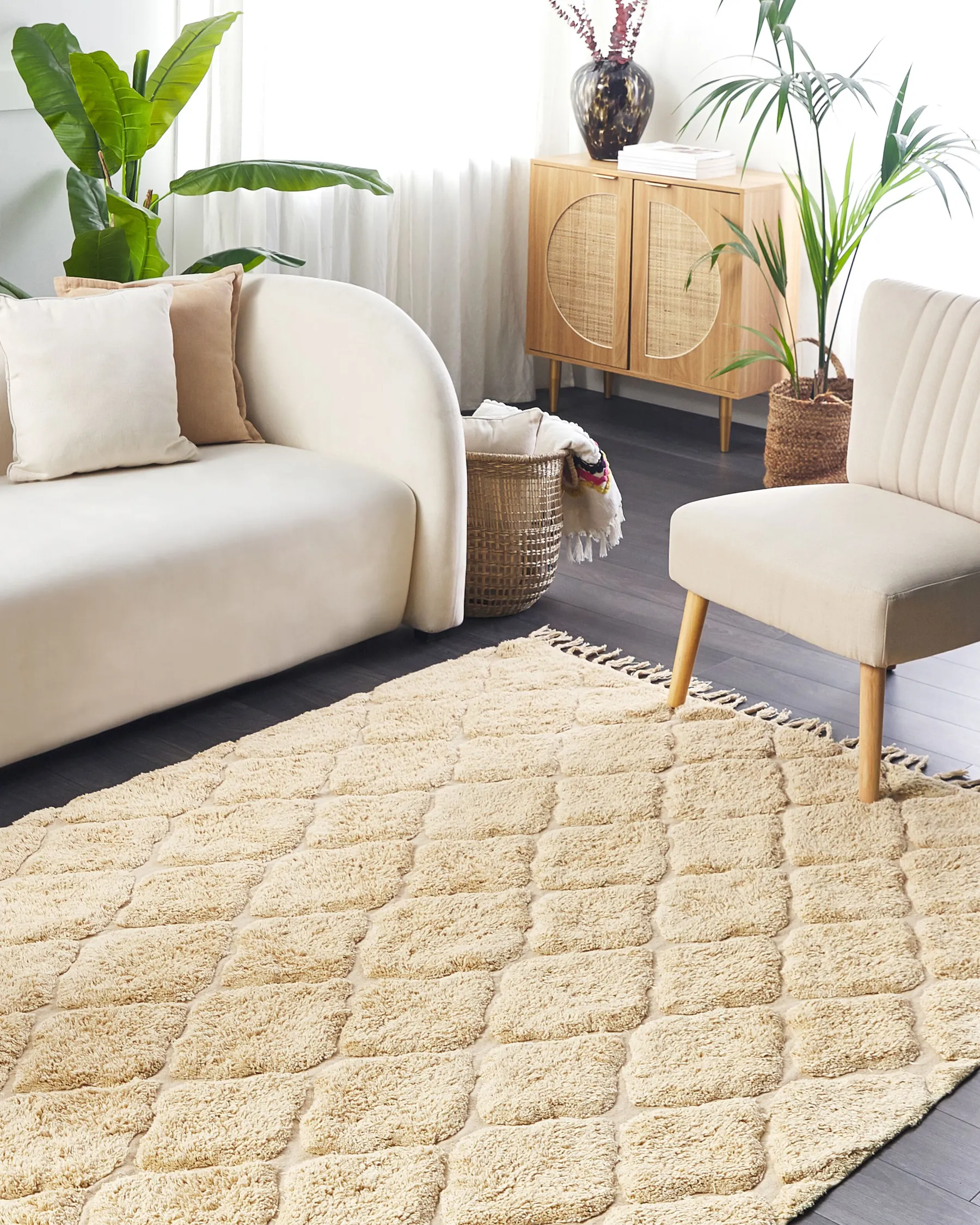Rug SANLIURFA Beige 160 x 230 cm Cotton_840542