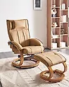 Sillón de masaje MAJESTIC con reposapiés Piel sintética Marrón claro