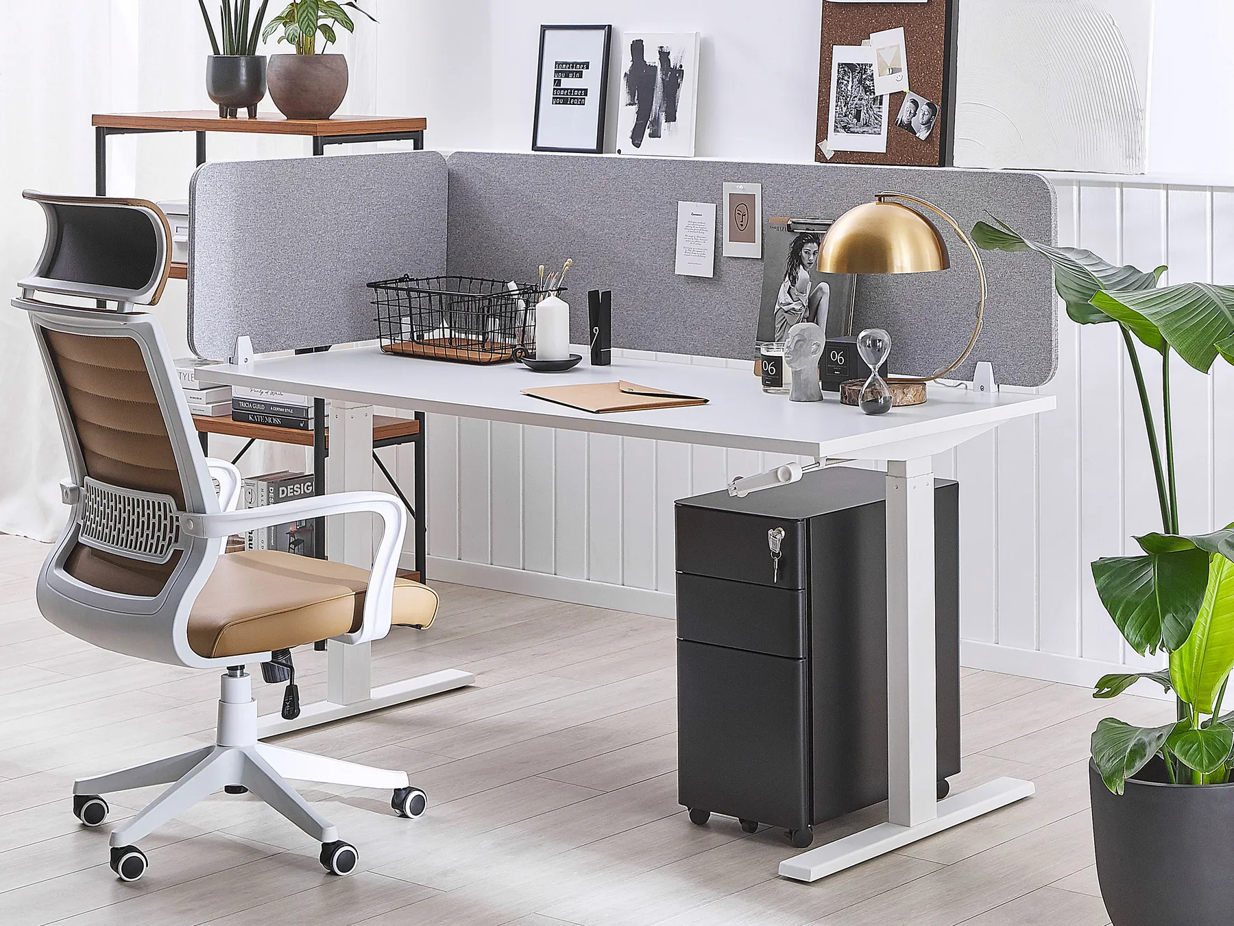 Desk Screen WALLY 80 x 40 cm Light Grey_800921