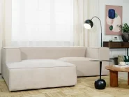 Corner Sofa 3 Seater VERNON Fabric Light Beige Left Hand_891952