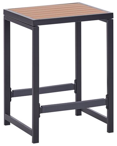 Steel Garden Stool Black and Light Wood AVETRANA