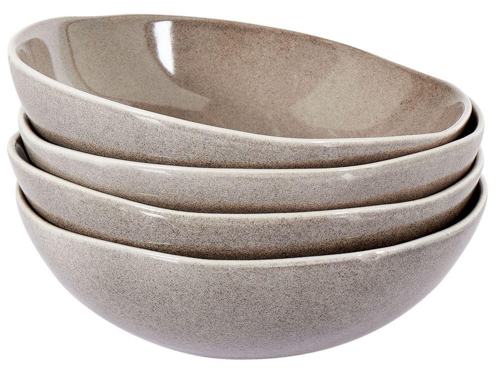 Set de 4 farfurii adânci COSTMARY Piatră ceramică Gri