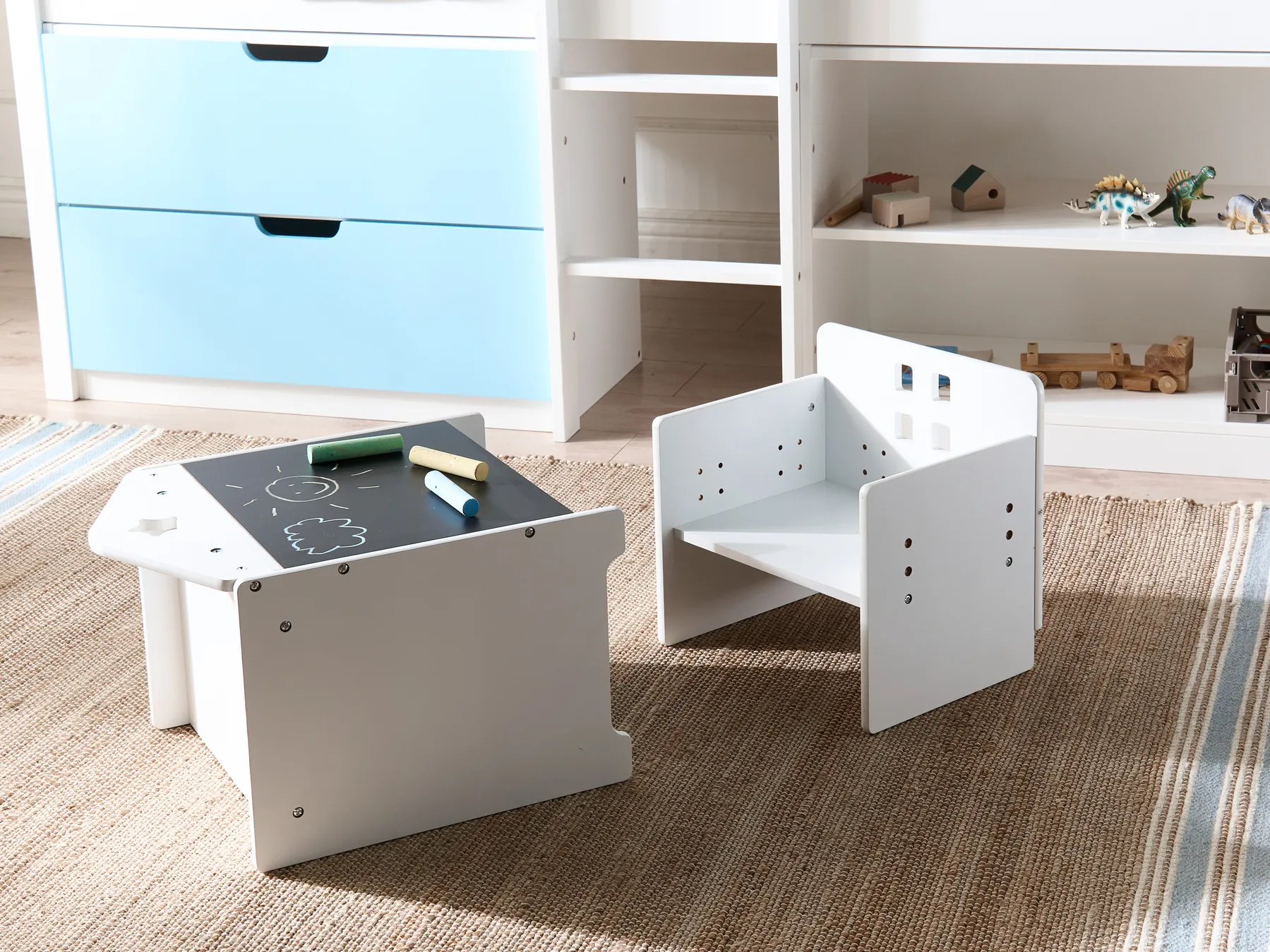 Kids Table and Chair Set ELANORA Montessori White_1043236