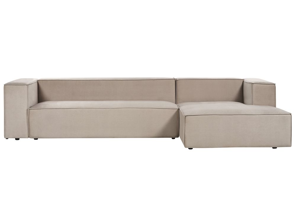 Ecksofa VERNON Samtstoff Beige linksseitig