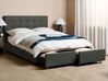 Łóżko z szufladami tapicerowane 140 x 200 cm ciemnoszare LA ROCHELLE_904555