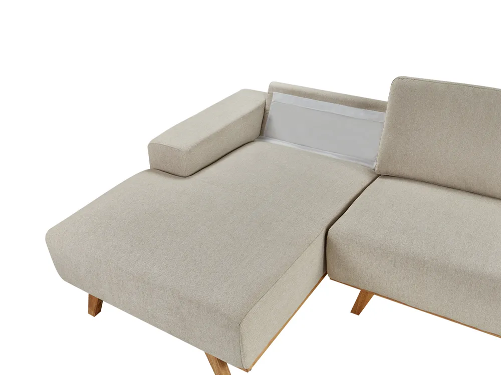 Divano angolare 3 posti NORA Tessuto Beige chiaro Lato destro_891232