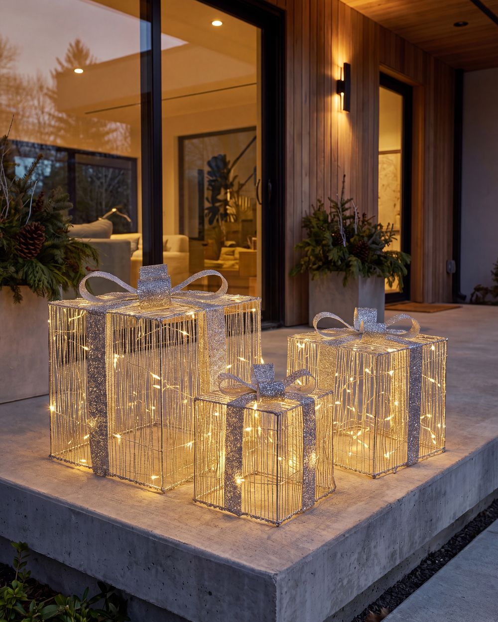Gartendekoration LED ARNES 25/20/15 cm Weihnachtsgeschenke Silber