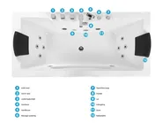 Hjørne-boblebad med LED HAWES II 180 x 80 cm Hvid_808733