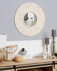 Wall Mirror POMARO 60 cm 60 cm Fir Wood Light Brown_904328