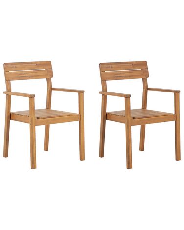 Set of 2 Acacia Wood Garden Chairs FORNELLI