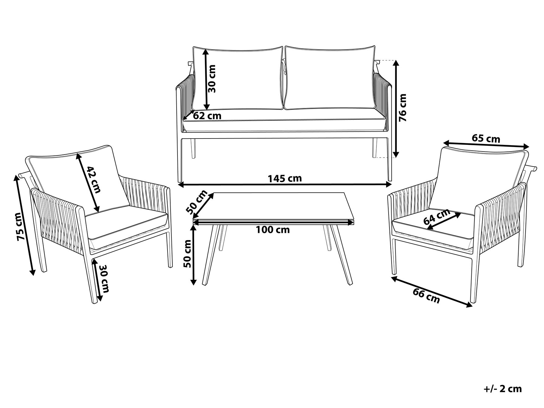 Garden Lounge Set with Table 4 Seater LATINA Metal Grey_726925
