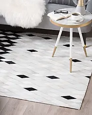 Rug MALDAN Black 160 x 230 cm Leather_1177375