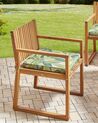 Set of 8 Certified Acacia Wood Garden Dining Chairs with Leaf Pattern Green Cushions SASSARI II_931148