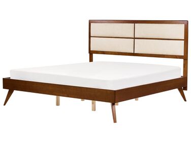 Letto con rete legno scuro e beige 180 x 200 cm POISSY