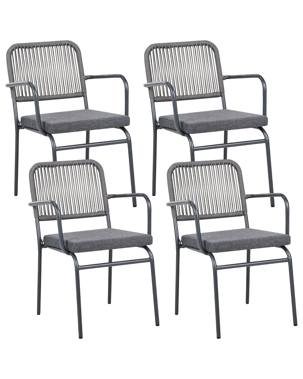 Set van 4 stoelen met zitkussen ASCIANO Metaal Groen Set van 4 stoelen met zitkussen ASCIANO Metaal Groen