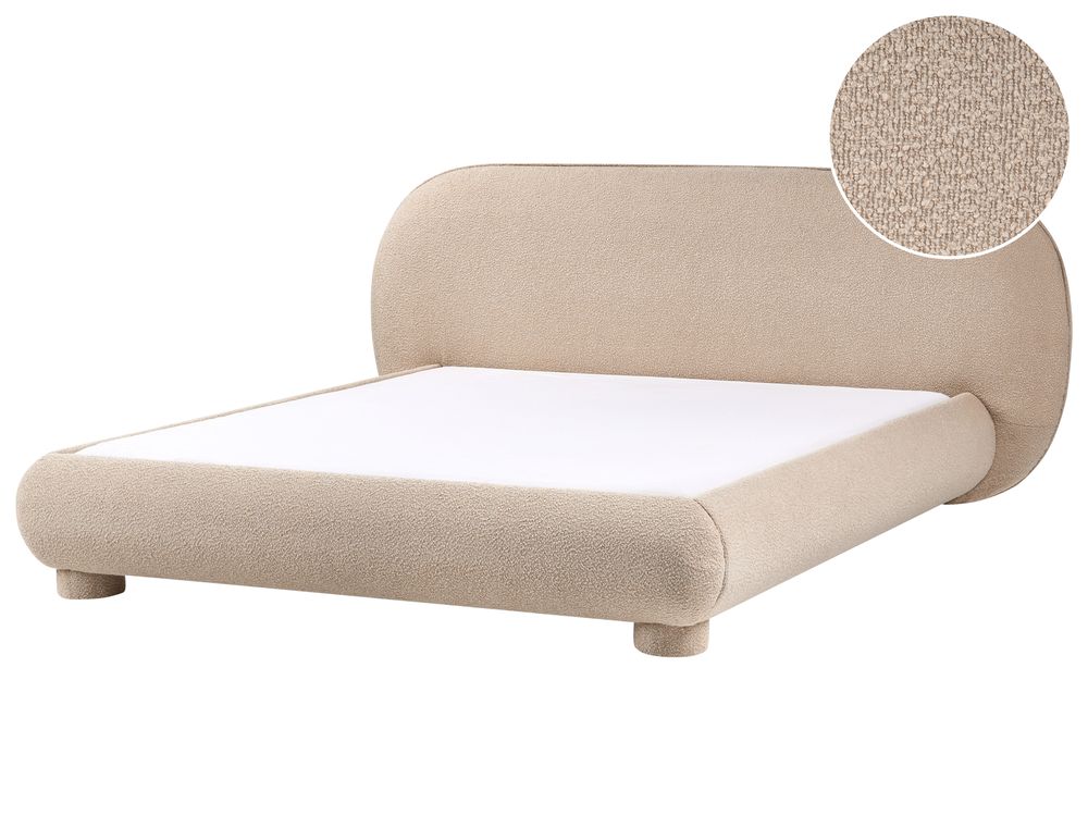 Lit avec sommier Bouclé BAYEL 160 x 200 cm Taupe