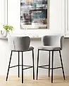 Set of 2 Bar Chairs MINA Boucle Light Grey