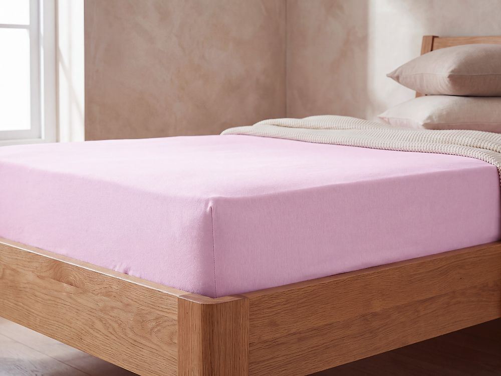 Spannbettlaken JANBU 90 x 200 cm Baumwolle Pastellrosa