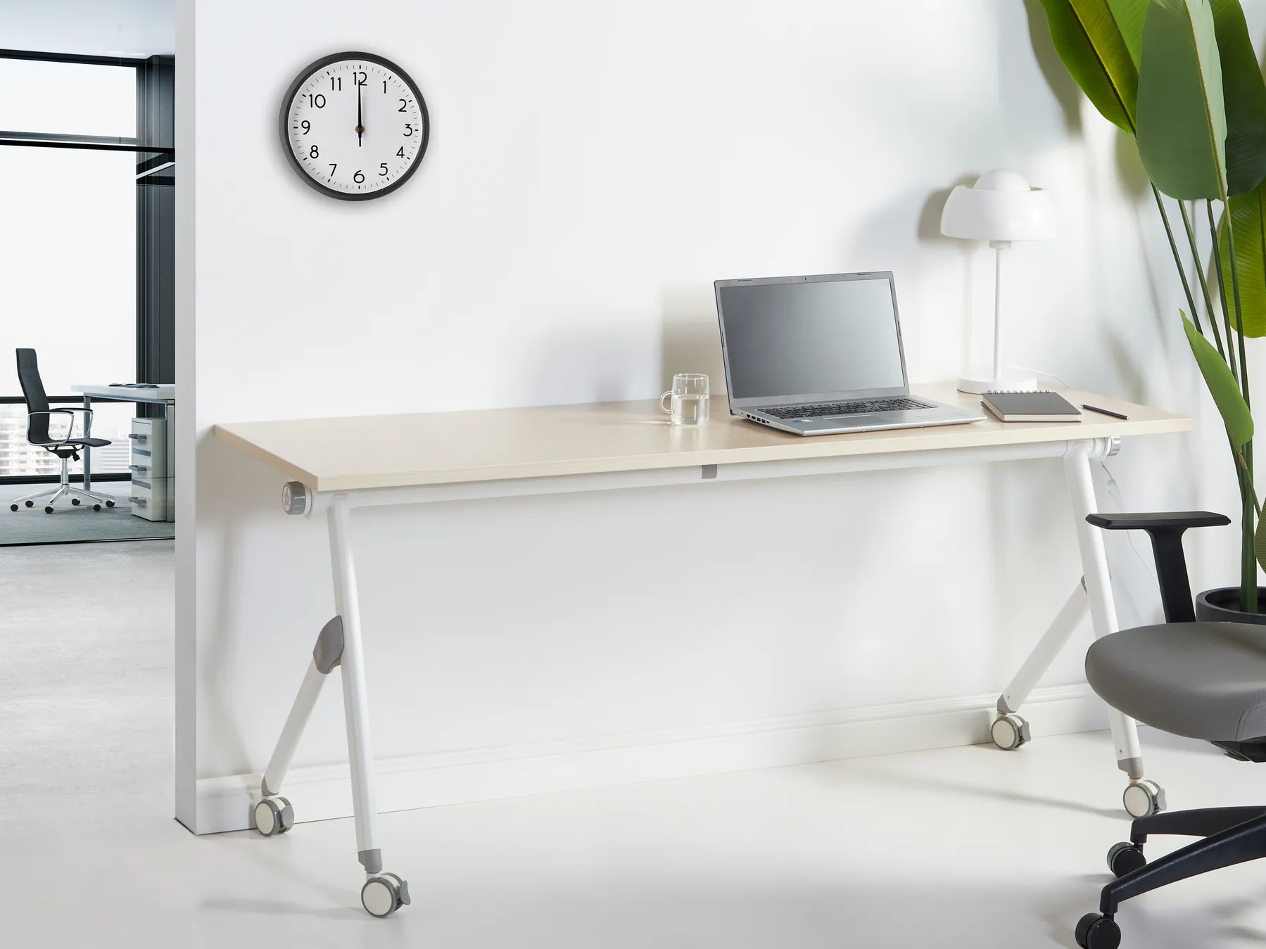 Foldable Office Desk BENDI 180 cm 60 cm with Wheels Light Brown_922356
