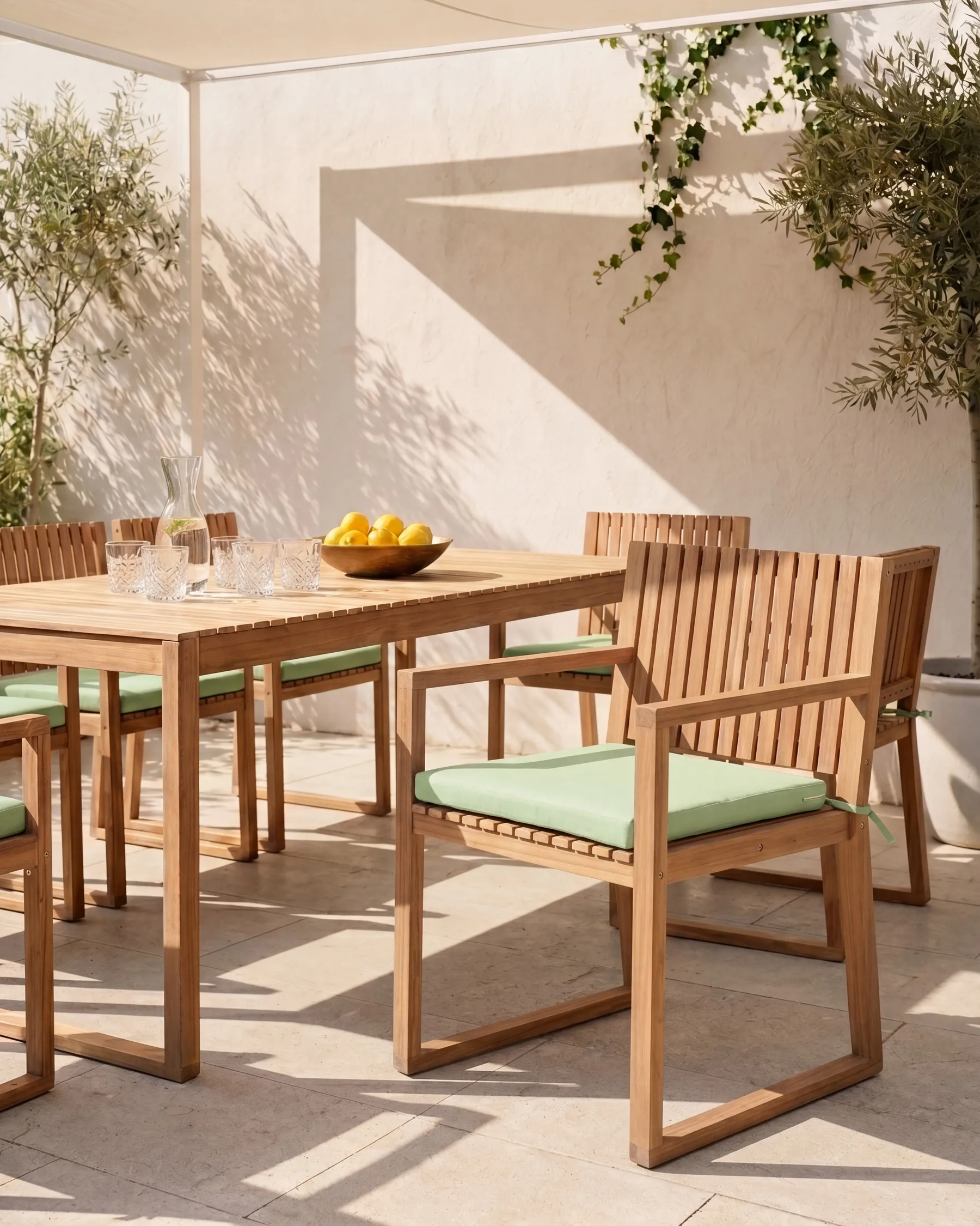 Set di 2 sedie da giardino con cuscini SASSARI PREMIUM Legno di acacia certificato Verde chiaro_991266