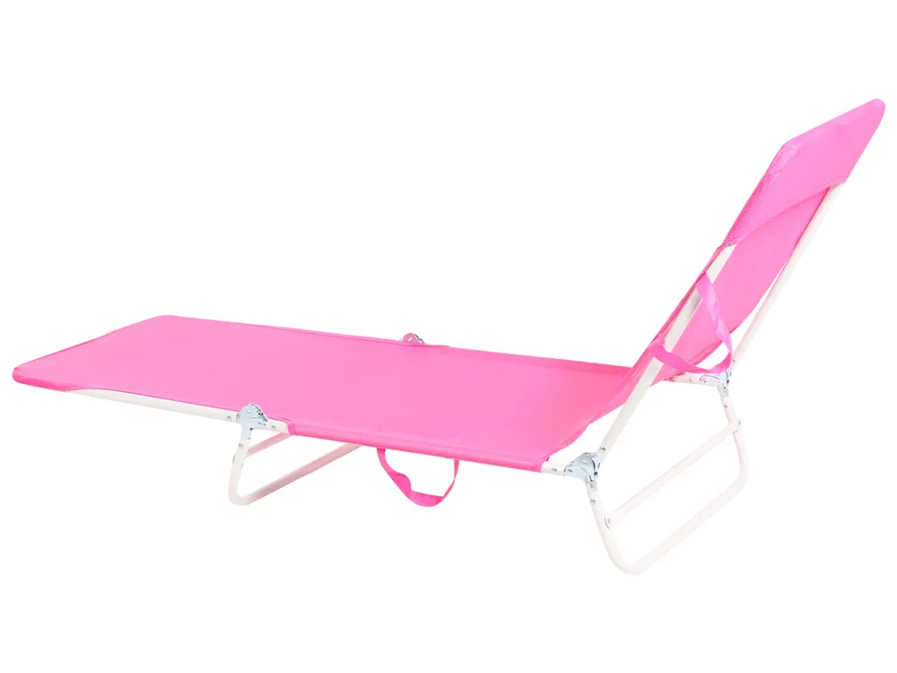 Sun Lounger KASTORIA Reclining Metal Fuchsia Pink_1031955