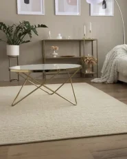 Coffee Table MERIDIAN Tempered Glass White/ Gold_961495