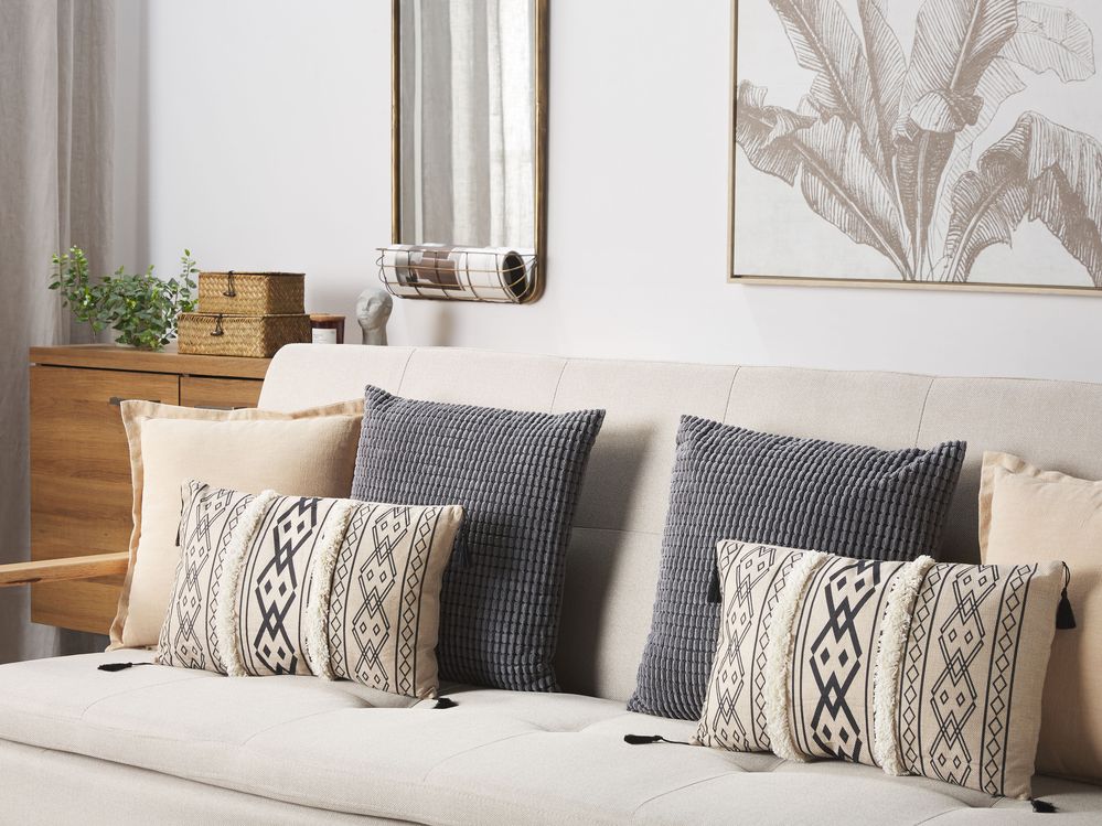 Set de 2 perne decorative PULMONARIA 30 x 50 cm Bej Imprimeu geometric