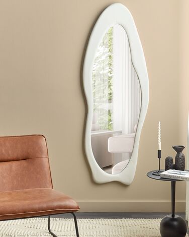 Velvet Wall Mirror 57 x 160 cm White REIGNY