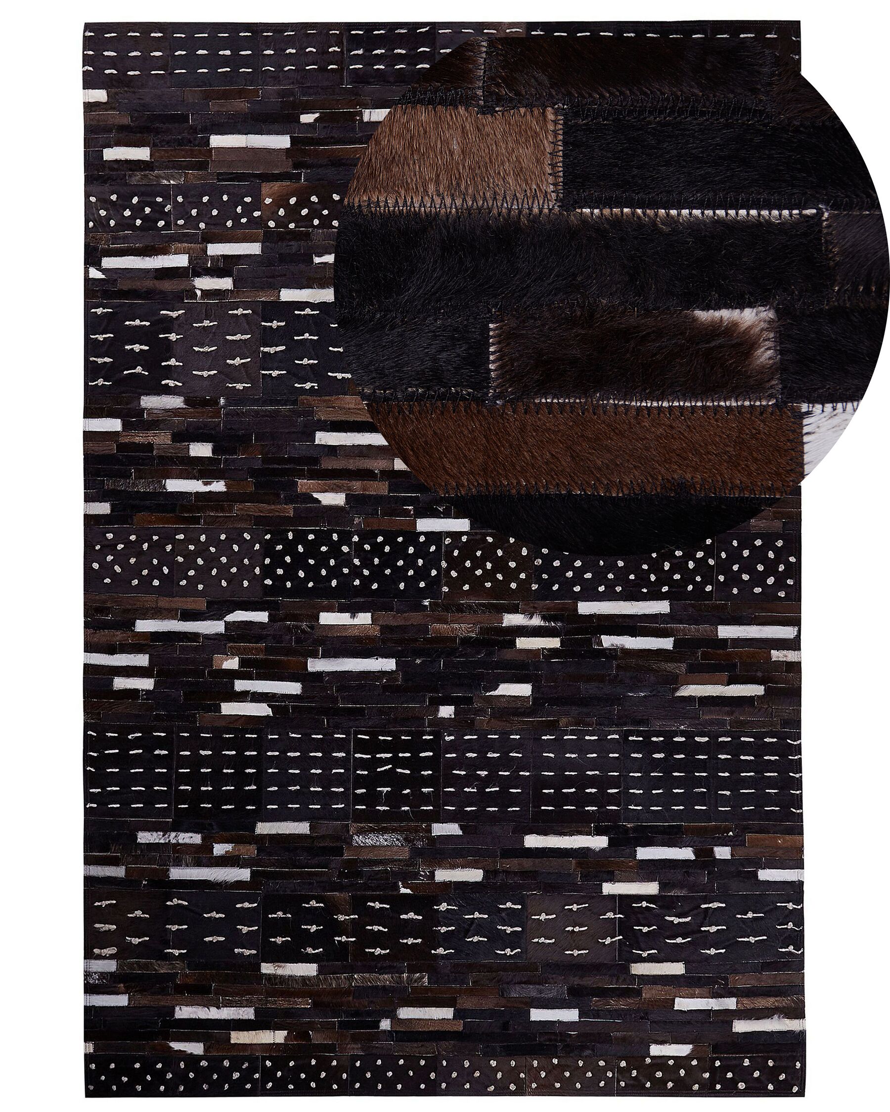 Dywan patchwork skórzany 160 x 230 cm brązowy AKSEKI _764605