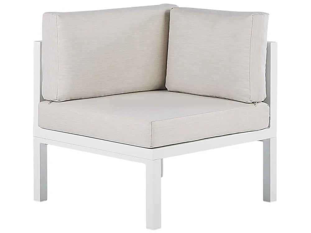 Garden Corner Sofa with Table 4 Seater BORELLO Metal Beige Left Hand_803156