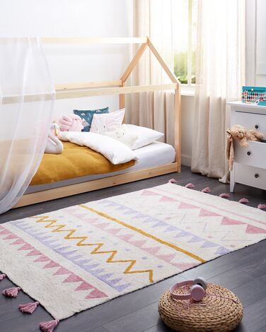 Cotton Kids Rug 140 x 200 cm Beige and Pink ZAYSAN