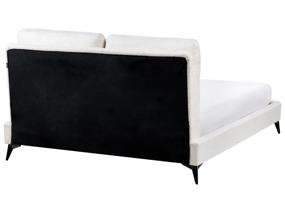 Bett mit Lattenrost Bouclé MELLE 140 x 200 cm Cremeweiß_965634