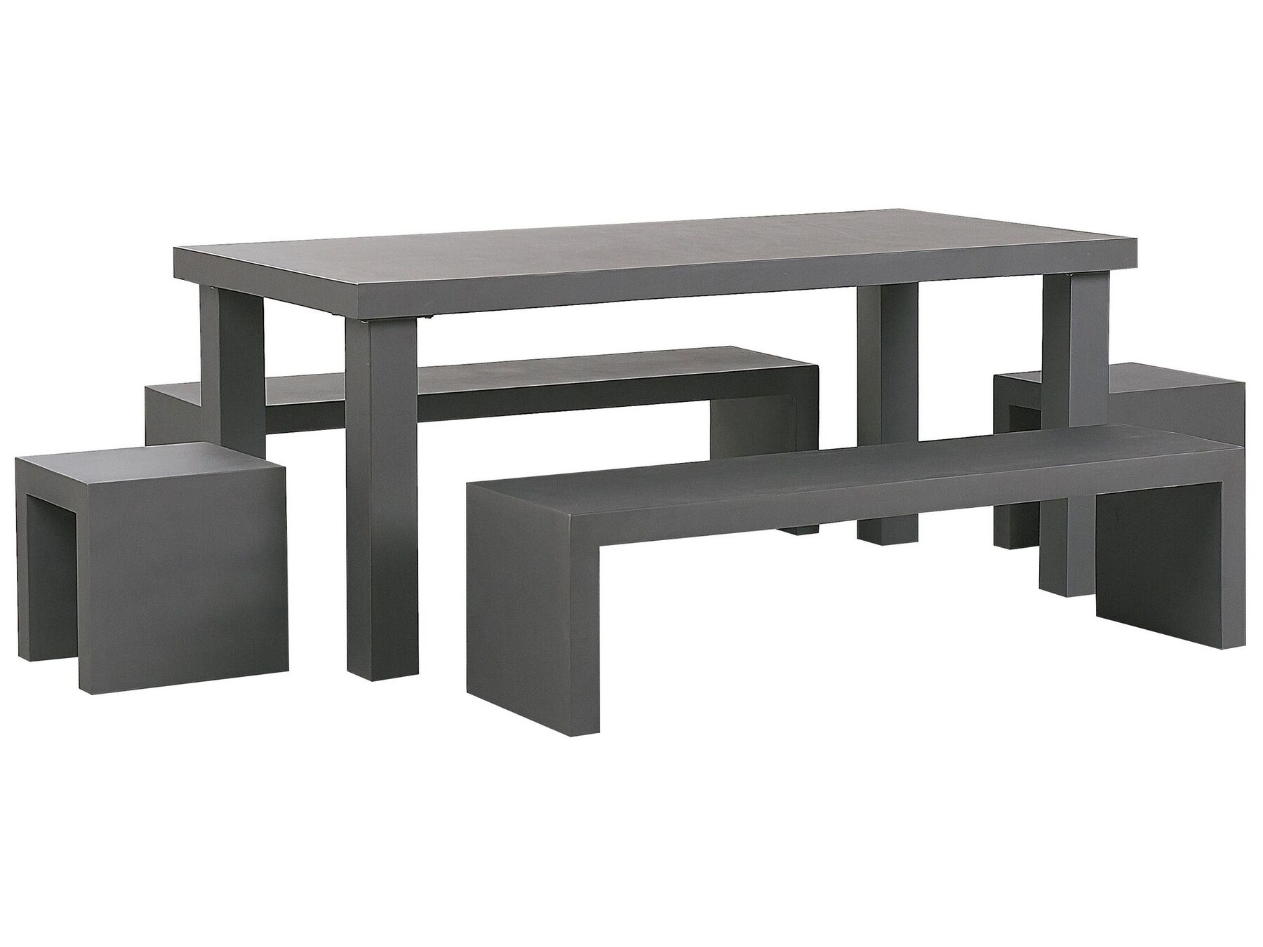 Ensemble de jardin table 2 bancs et 2 tabourets en fibre-ciment gris TARANTO_776018