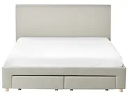 Lit avec tiroirs de rangement SOUTRIN Tissu Beige 160 x 200 cm_993426