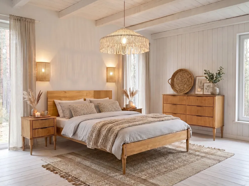 Bett mit Lattenrost Kiefernholz FLAVIGNAC 140 x 200 cm Hellbraun_1118341