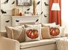 2 welurowe poduszki dekoracyjne z motywem dyni 45 x 45 cm beżowe z pomarańczowym CURBITA_830248