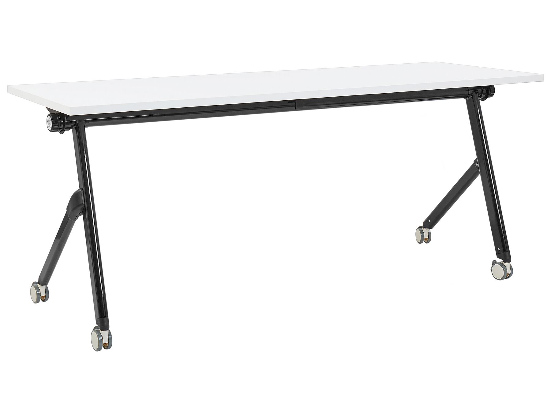 Folding Office Desk with Casters 180 x 60 cm White and Black BENDI_922350