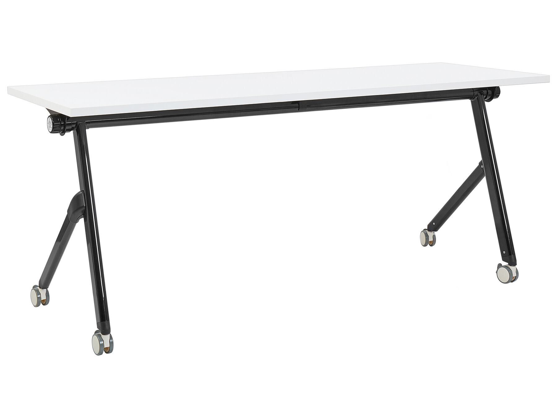 Sammenleggbart skrivebord med hjul 180 x 60 cm Hvit og svart BENDI_922350