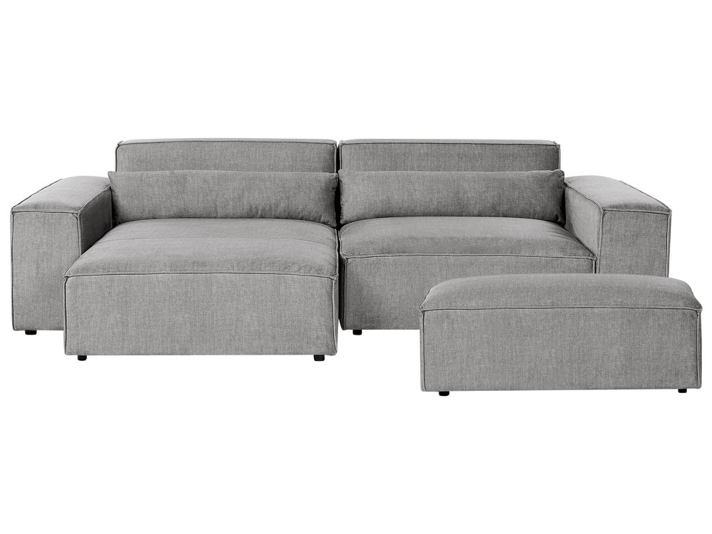 Modul Ecksofa 3-Sitzer HELLNAR mit Ottomane Stoff Grau rechtsseitig