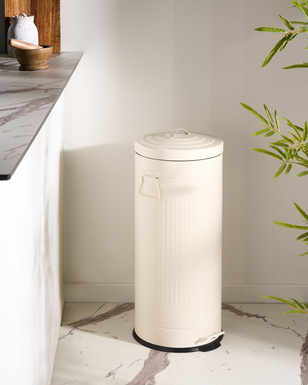 Pedálos szemetes kuka 30 L ECOAURA Fém Bézs