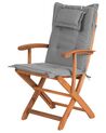 Set of 2 Garden Folding Chairs with Grey Cushions MAUI_755740