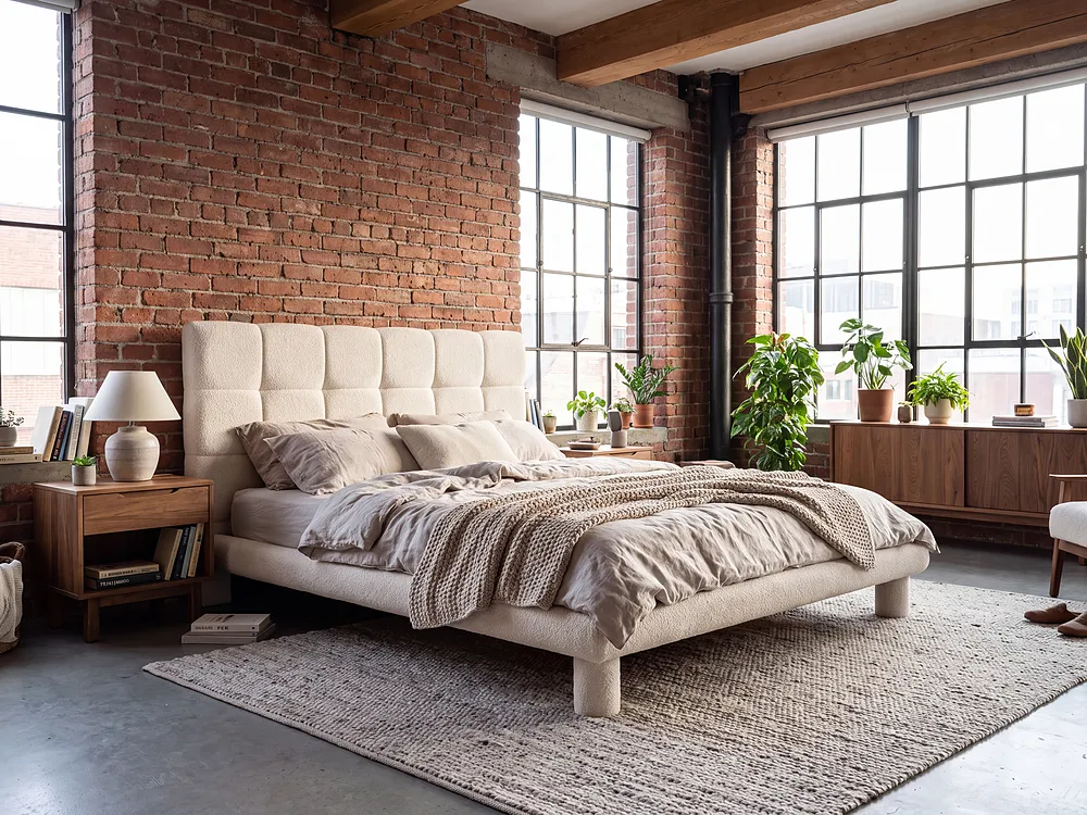 Bed Boucle CRESSAT 160 x 200 cm (EU King Size) Off-White_1150975